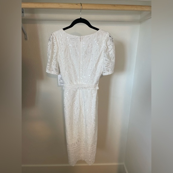 Kensie Lace Tie Waist Dress White Size 4 - Picture 6 of 7